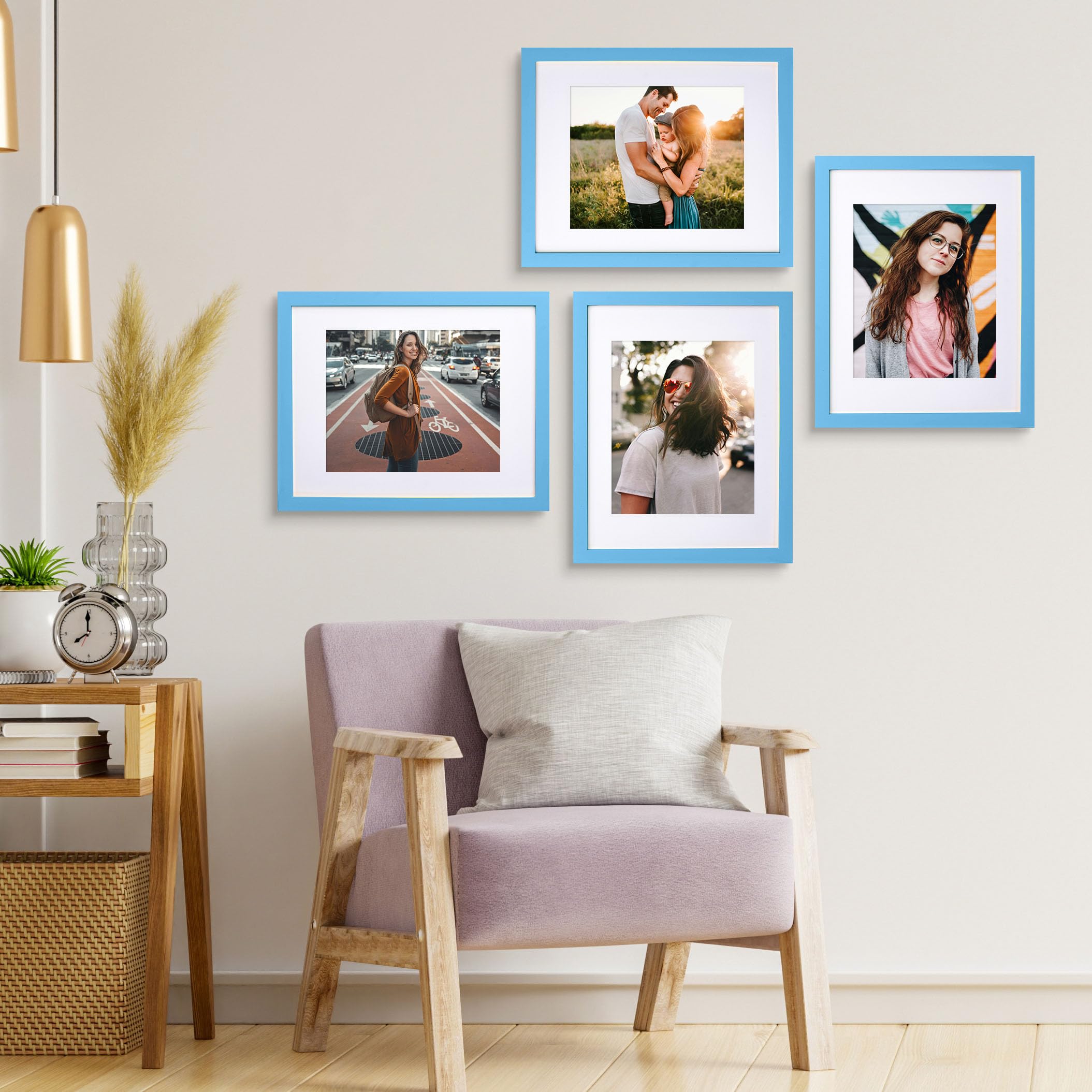 wyooxoo 11x14 Picture Frame Made of Solid Wood Blue Photo Frames Display Pictures 8x10 with Mat or 11x14 Without Mat Colorful Fr